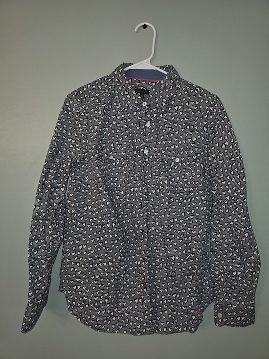 Talbots Tops - Women's Black Heart-Print Button-Up Shirt